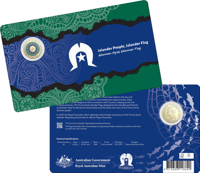 $2 2025 UNC AIBr COLOURED C MINTMARK 30TH ANNIVERSARY OF THE TORRES STRAIT ISLANDER FLAG